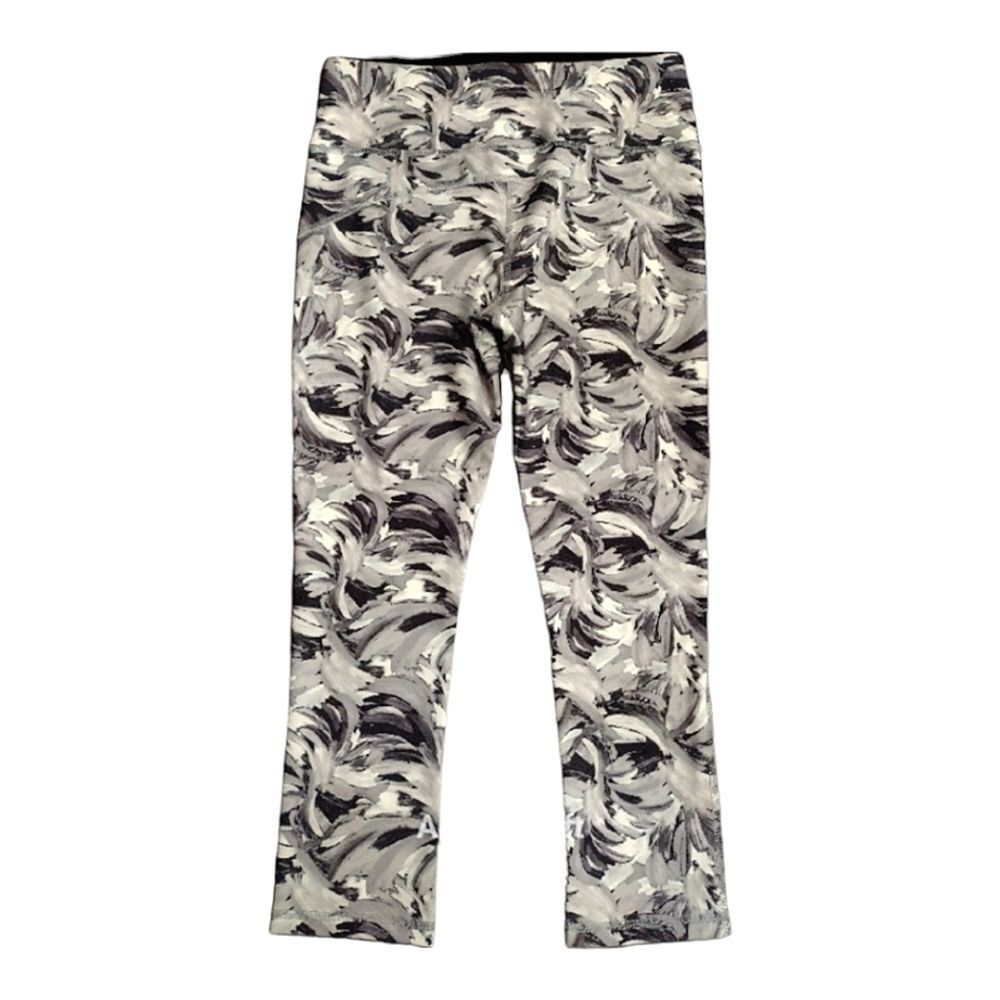 Marika Sport Swirled Paint Printed Capri Leggings, Size S, Black, Gray and White